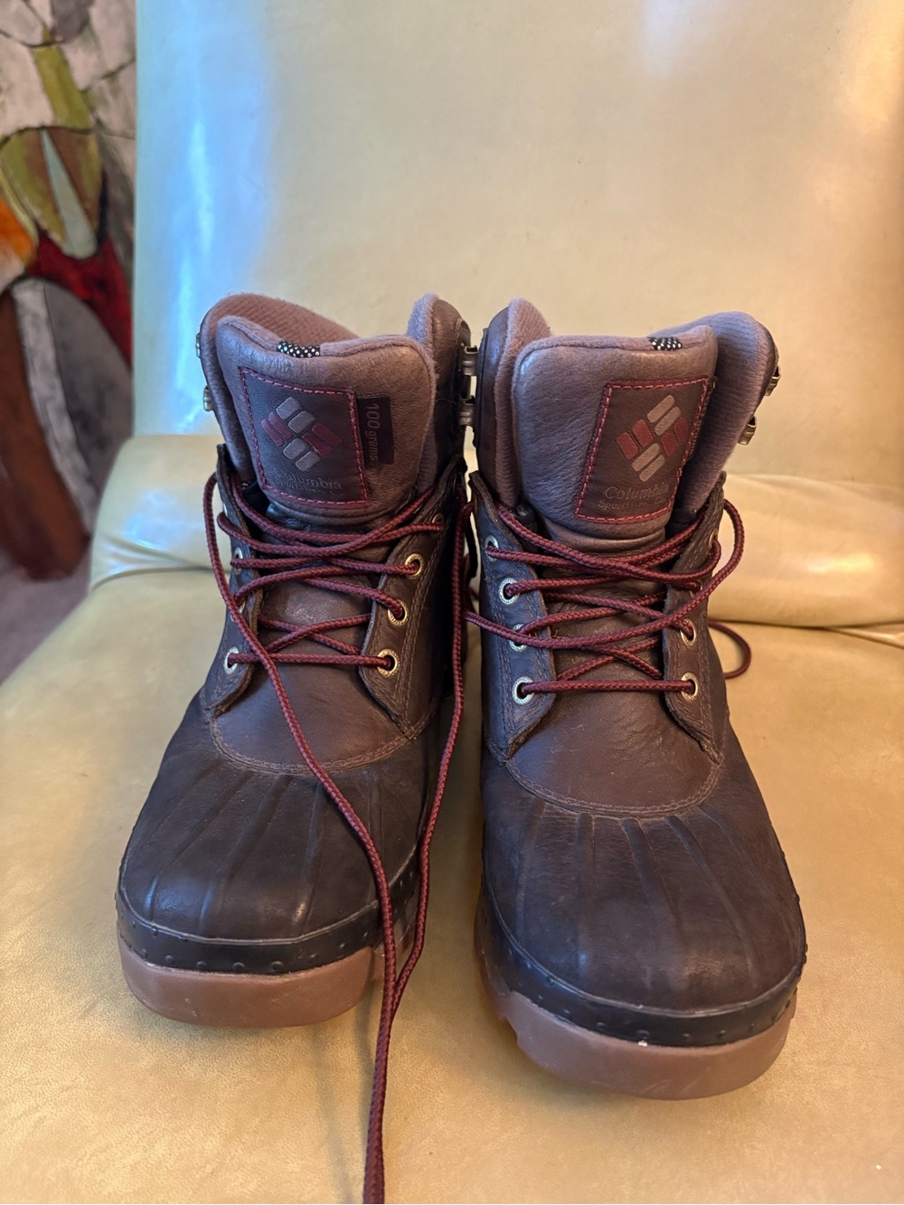 Columbia Brown and Burgundy Waterproof Duck Boots